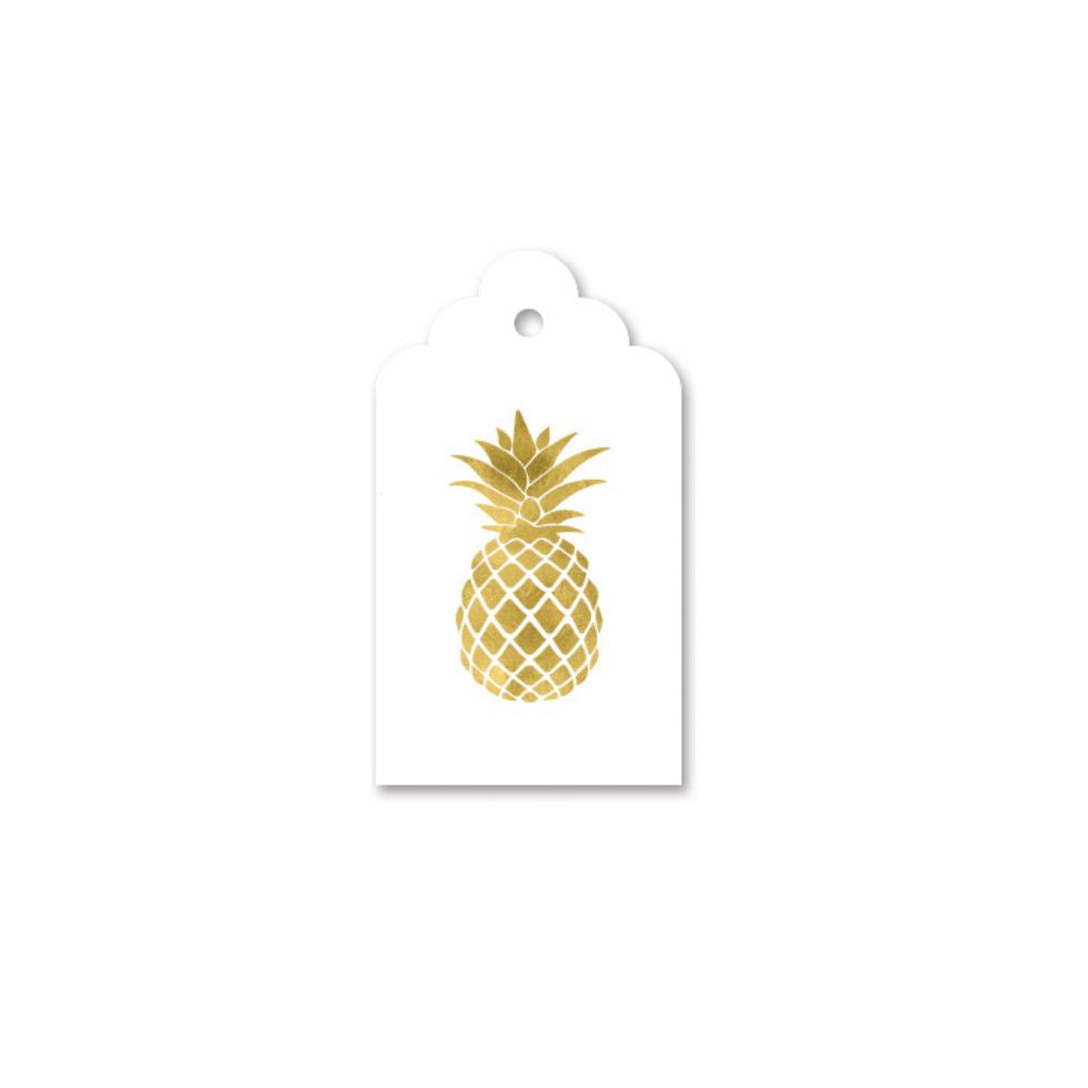 Macaroon Gold Foil Gift Tag Set of 10 - Pineapple White