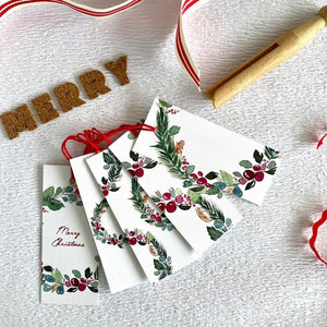 Moon & Brush Gift Tag Set - Christmas Wreath