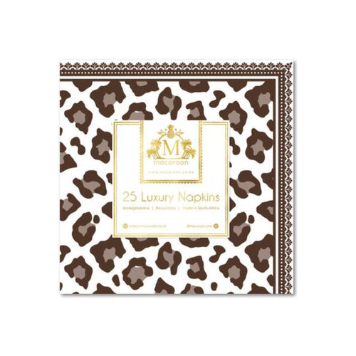 Macaroon Luxury Paper Napkins - Leopard Natural
