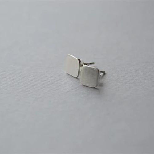 Sterling Silver Rounded Square Studs