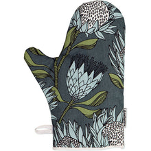 Load image into Gallery viewer, A Love Supreme Single Oven Gloves - Protea (Blue on Gunmetal)
