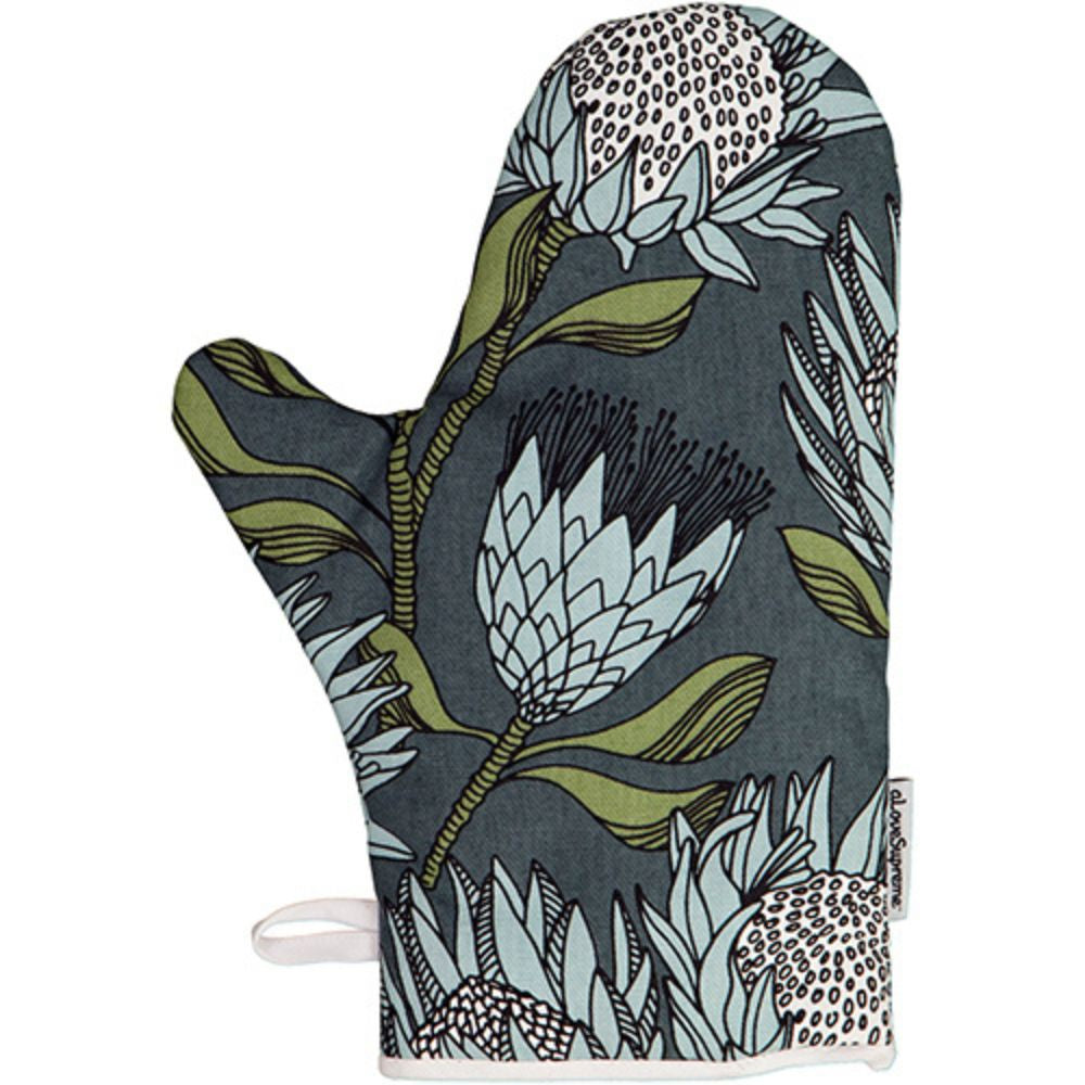 A Love Supreme Single Oven Gloves - Protea (Blue on Gunmetal)