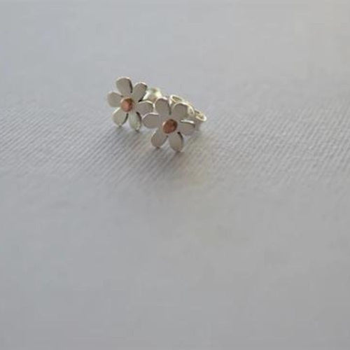 Sterling Silver Small Blossom Studs with Copper Detail