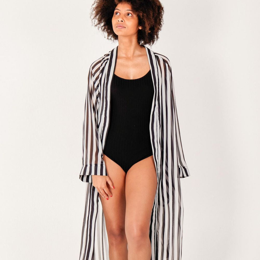 Summer & Salt Striped Kimono