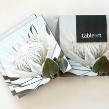 Load image into Gallery viewer, Tableart Coasters Square 6pk - White King Protea
