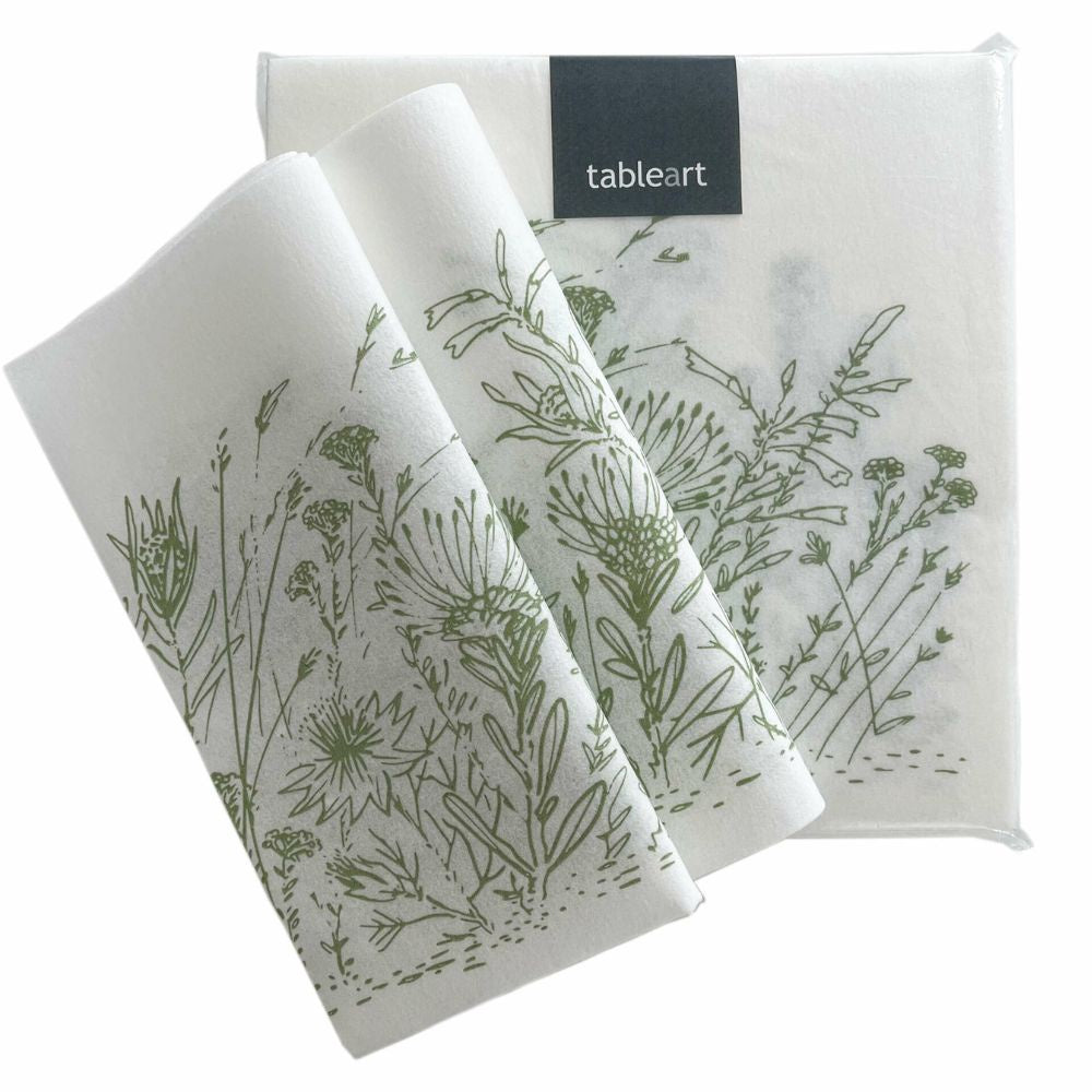 Tableart Printed Napkins 25pk - Graphic Fynbos Sage