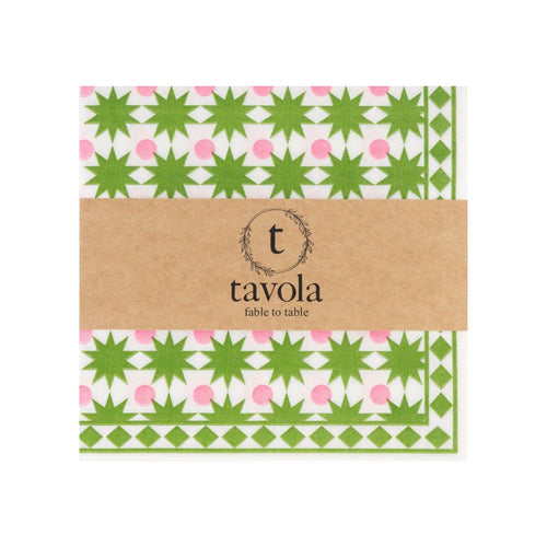 Tavola Serviettes - Christmas Star Pink & Green