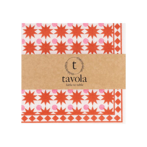 Tavola Serviettes - Christmas Star Pink & Red